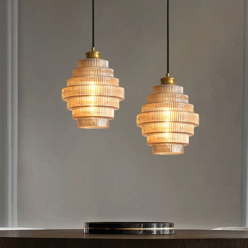 Messingkleurige Hanglamp met Flessendesign – Glazen Kap in Retro Stijl – Ø22cm – E27-Fitting | Sansoti