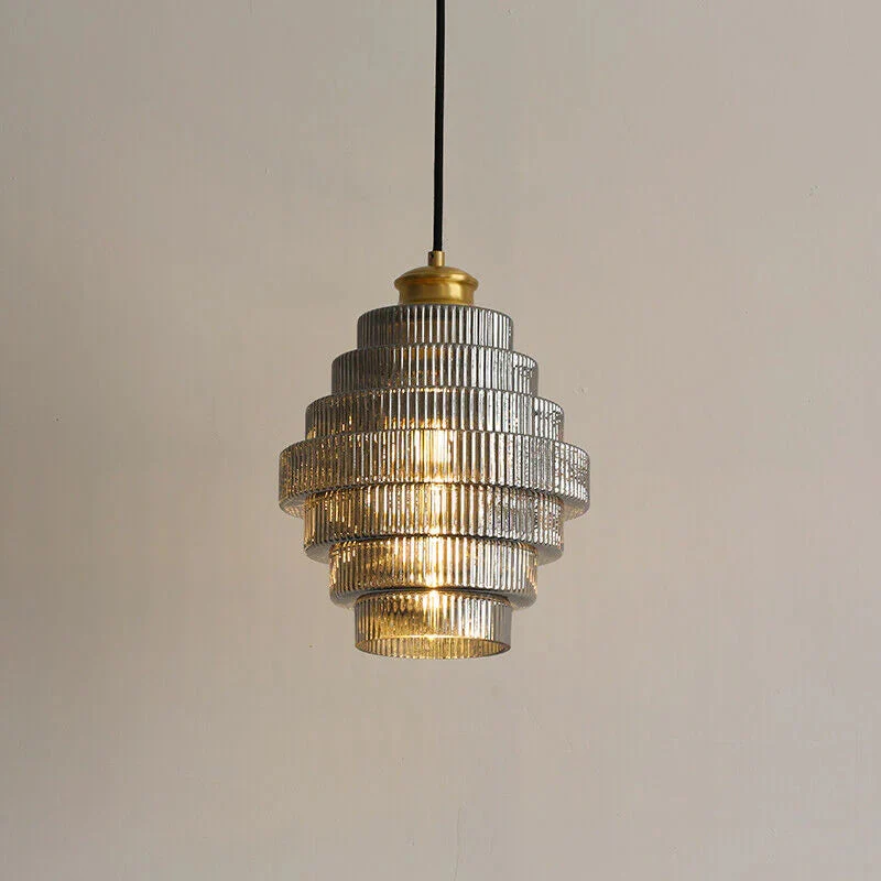Messingkleurige Hanglamp met Flessendesign – Glazen Kap in Retro Stijl – Ø22cm – E27-Fitting | Sansoti