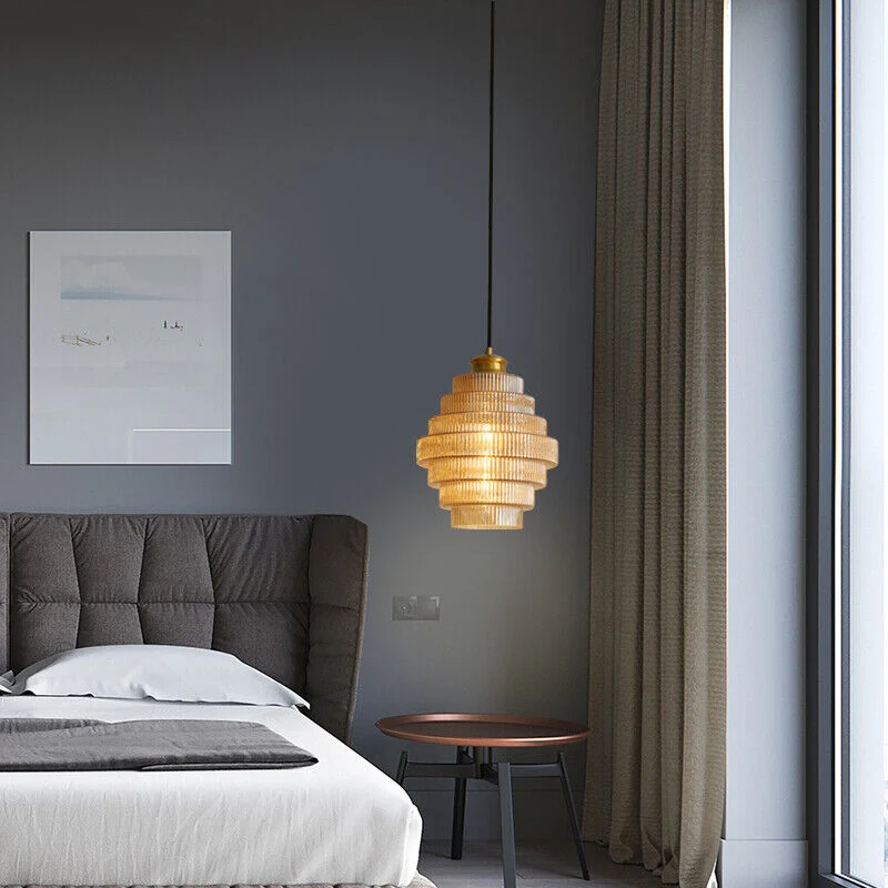 Messingkleurige Hanglamp met Flessendesign – Glazen Kap in Retro Stijl – Ø22cm – E27-Fitting | Sansoti