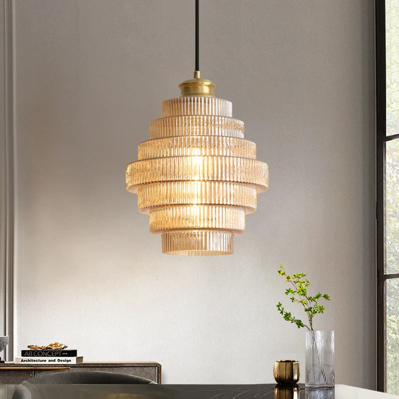 Messingkleurige Hanglamp met Flessendesign – Glazen Kap in Retro Stijl – Ø22cm – E27-Fitting | Sansoti