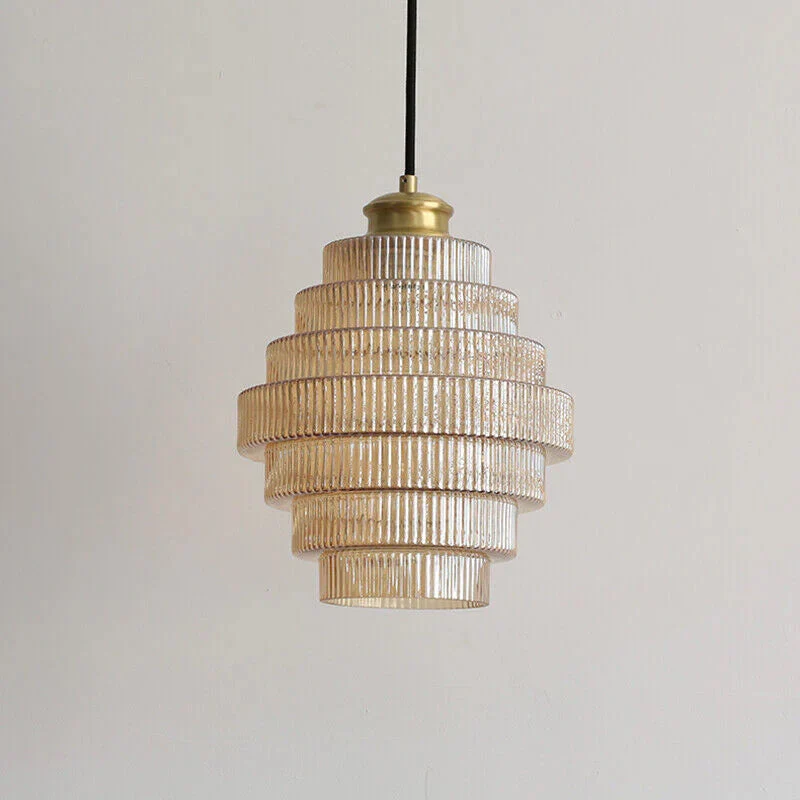 Messingkleurige Hanglamp met Flessendesign – Glazen Kap in Retro Stijl – Ø22cm – E27-Fitting | Sansoti