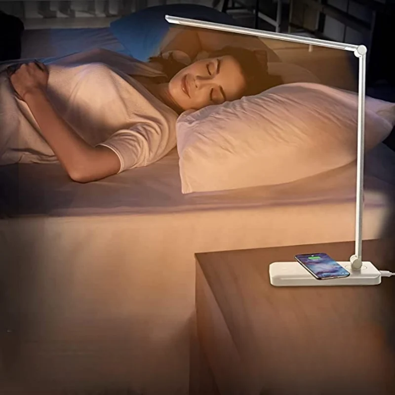 LED Bureaulamp met USB-Oplaadpoort – 5 Lichtstanden en Dimbaar – Flexibele Arm – Oogvriendelijke Verlichting | Sansoti