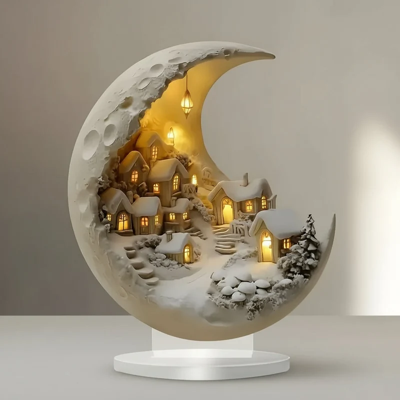 Acryl Maandorp Decoratief Accent met Verlichting – Betoverende Sfeerverlichting voor je Interieur | Sansoti