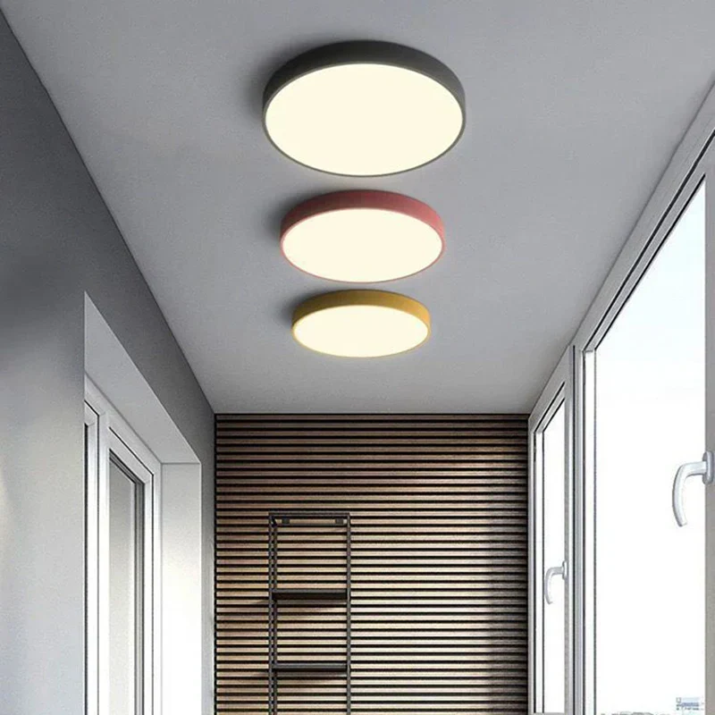 Kleurrijke Plafondlamp Rond LED Ultradun Design voor Woonkamer Slaapkamer Studeerkamer Gang Modern Interieur Verlichting Scandinavisch | Sansoti