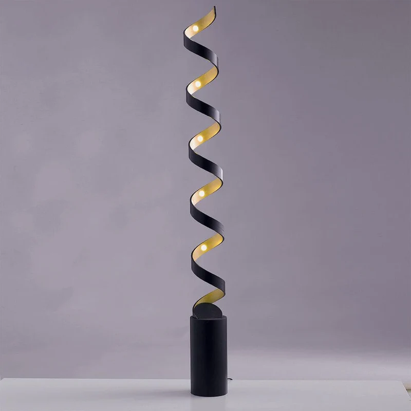 LED Stehleuchte Helix Goldfarben, Schwarz