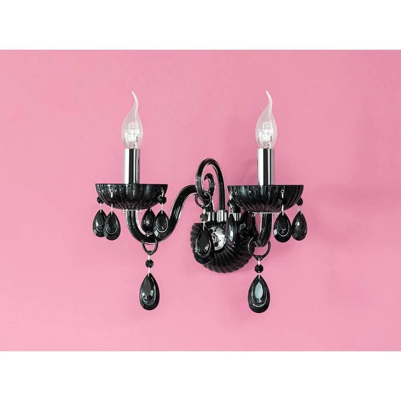 Wandlampe Queen 2-flammig Schwarz, Chrom