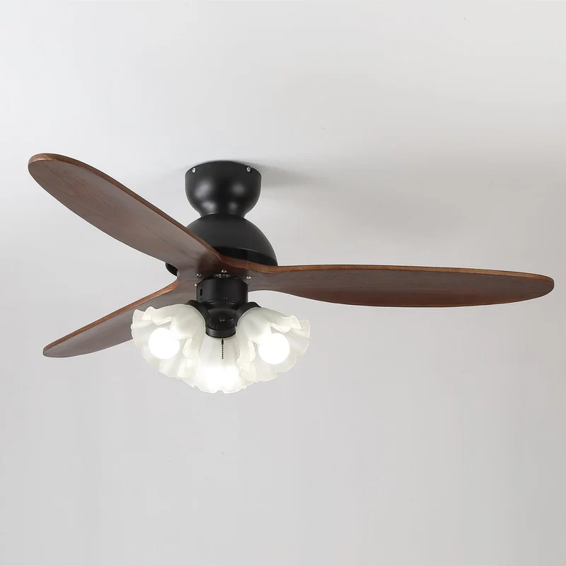 Plafondventilator met Verlichting – Scandinavische Ventilator met Lamp – Houten Bladen en LED-Verlichting | Sansoti