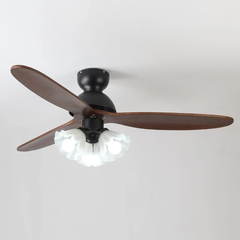 Plafondventilator met Verlichting – Scandinavische Ventilator met Lamp – Houten Bladen en LED-Verlichting | Sansoti