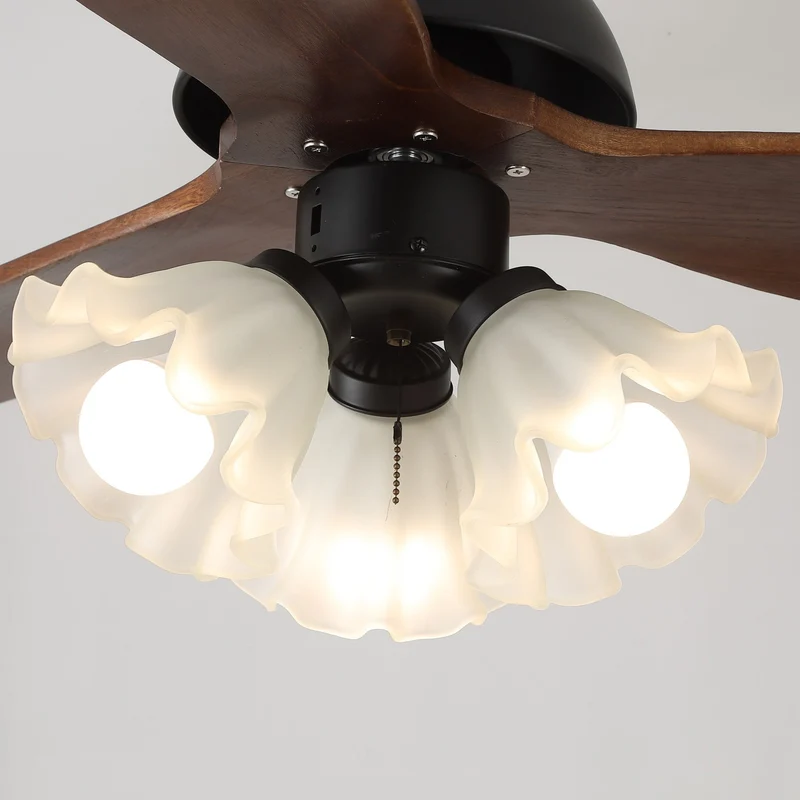 Plafondventilator met Verlichting – Scandinavische Ventilator met Lamp – Houten Bladen en LED-Verlichting | Sansoti