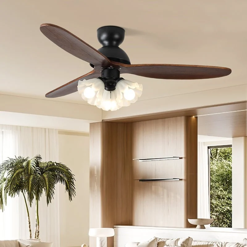 Plafondventilator met Verlichting – Scandinavische Ventilator met Lamp – Houten Bladen en LED-Verlichting | Sansoti