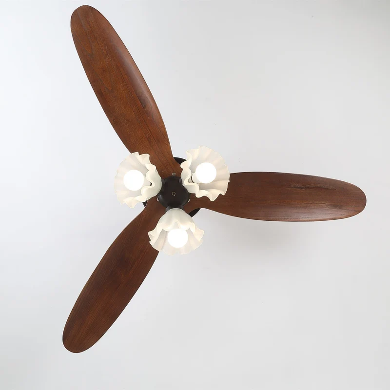 Plafondventilator met Verlichting – Scandinavische Ventilator met Lamp – Houten Bladen en LED-Verlichting | Sansoti