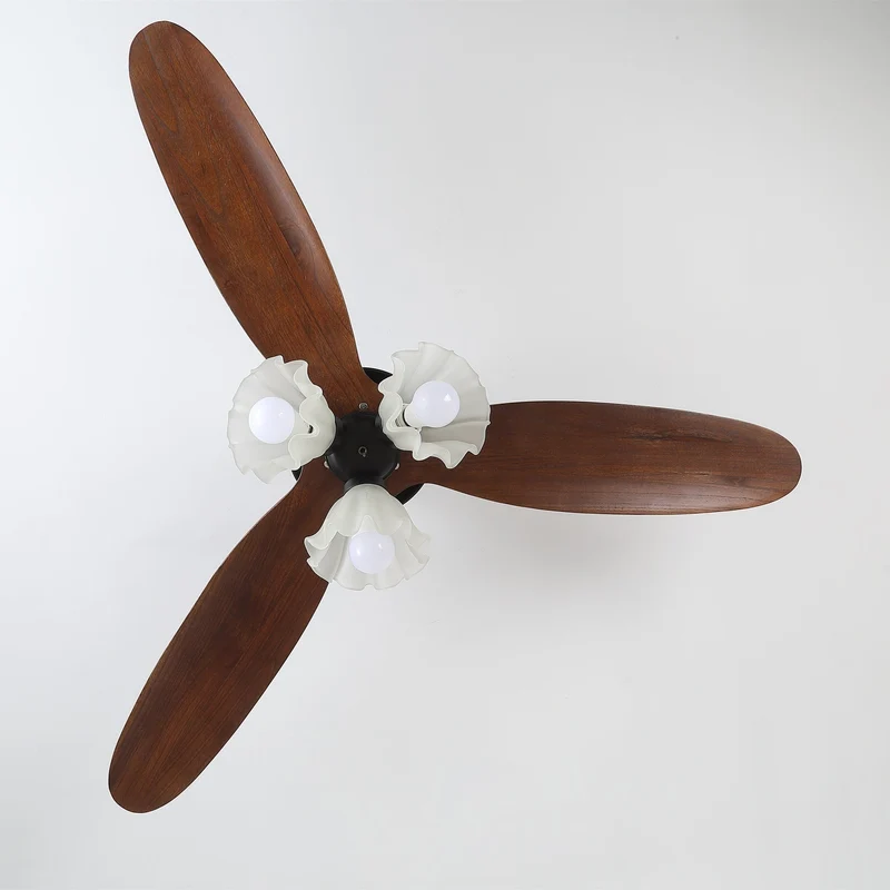 Plafondventilator met Verlichting – Scandinavische Ventilator met Lamp – Houten Bladen en LED-Verlichting | Sansoti