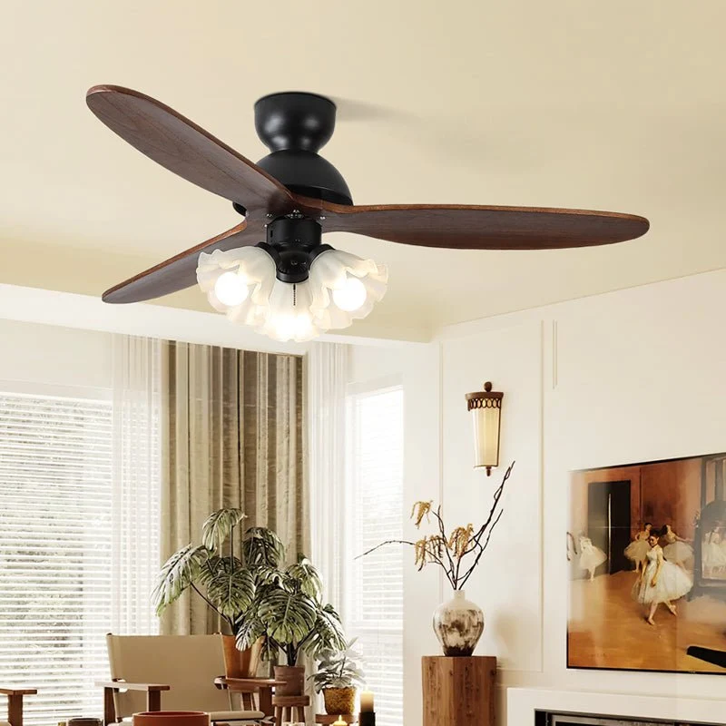 Plafondventilator met Verlichting – Scandinavische Ventilator met Lamp – Houten Bladen en LED-Verlichting | Sansoti