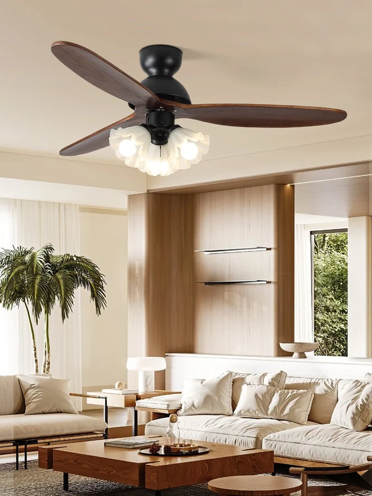 Plafondventilator met Verlichting – Scandinavische Ventilator met Lamp – Houten Bladen en LED-Verlichting | Sansoti