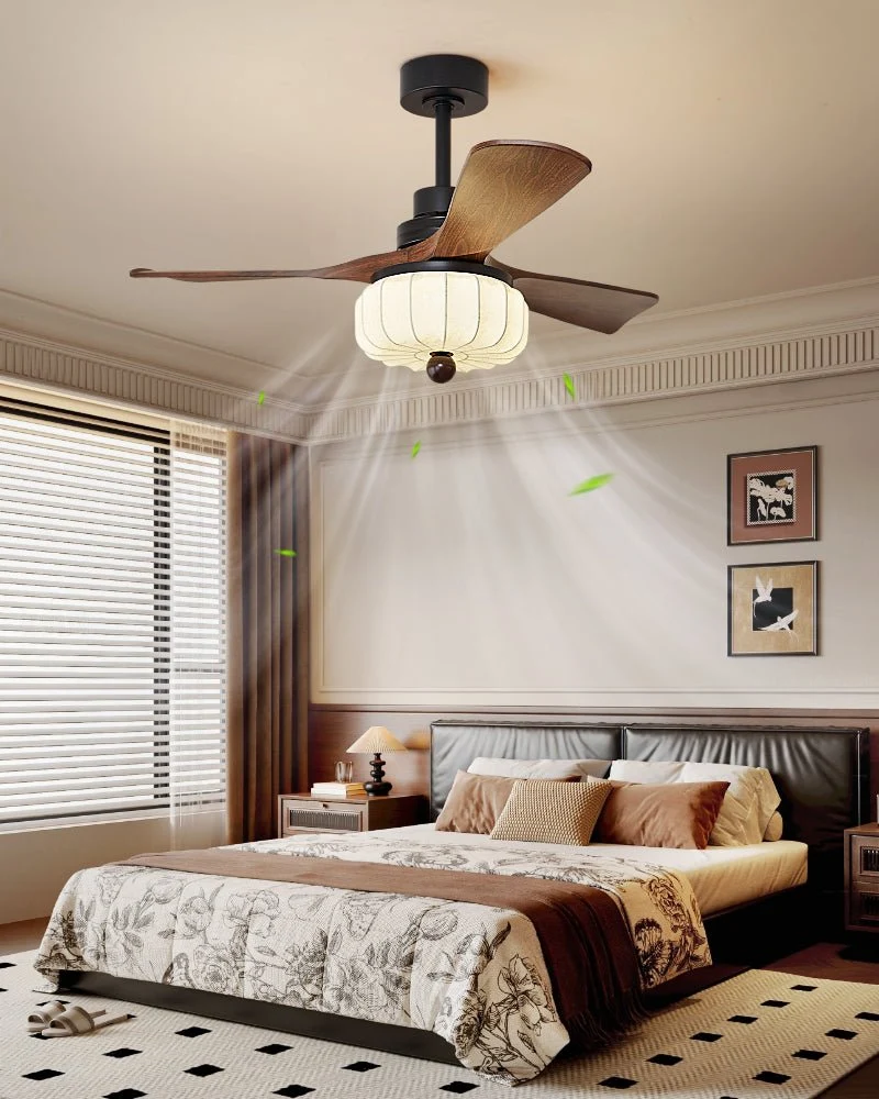 Vintage Plafondventilator met Verlichting en Afstandsbediening – Modern Design met 6 Snelheden | Sansoti