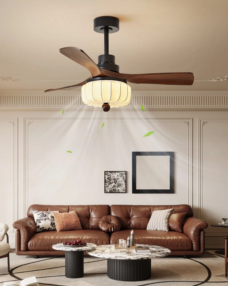 Vintage Plafondventilator met Verlichting en Afstandsbediening – Modern Design met 6 Snelheden | Sansoti