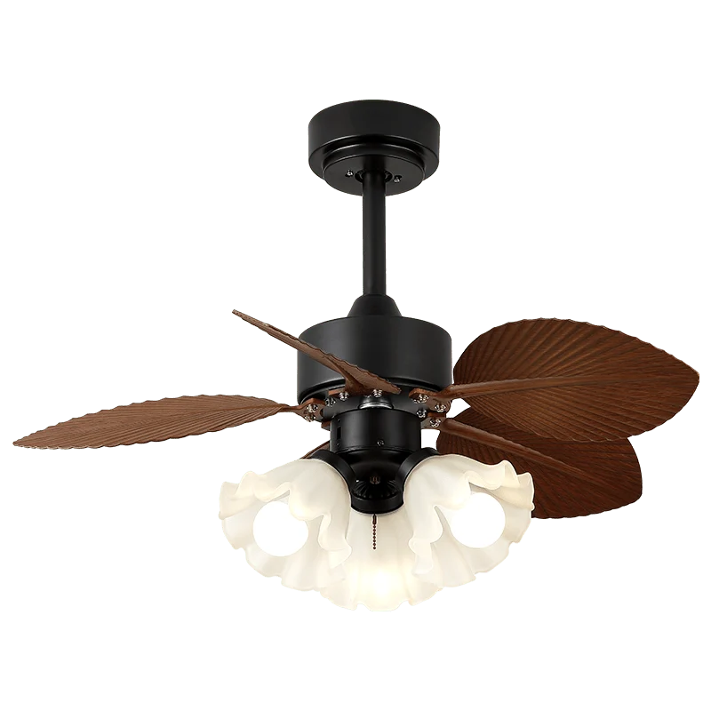 Vintage Plafondventilator met Verlichting Hout Diameter 80 cm ABS Bladen Afstandsbediening 6 Snelheden Motor Koper | Sansoti