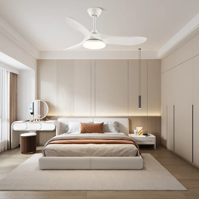 Scandinavische Plafondventilator met Verlichting | Moderne Ventilator met LED | Afstandsbediening & 6 Snelheden | Zwart Wit Houtnerf | Voor Slaapkamer Woonkamer | 106/132 cm | Sansoti