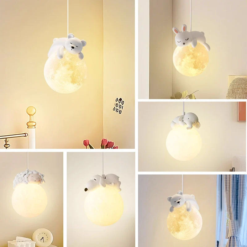 Scandinavisch Dierenlampje met Cartoon Design – Minimalistische Kinderkamer Hanglamp met E9 Fitting | Sansoti