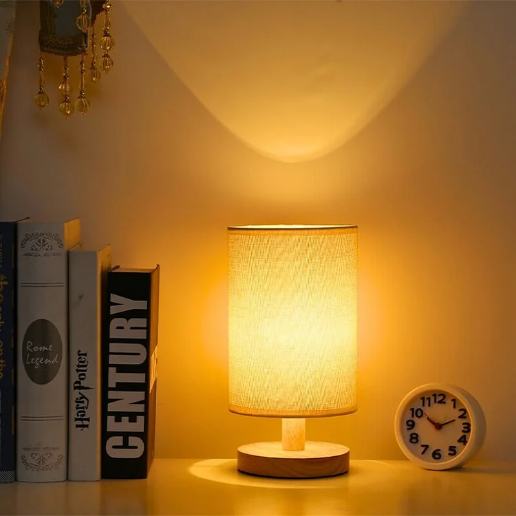 Organische Tafellamp Hout & Linnen – Dimbaar met Afstandsbediening & Touch | 3 Lichtkleuren | Sansoti