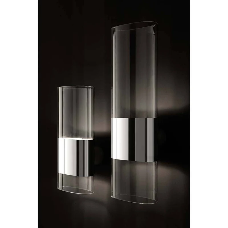 Oluce Glas Wandlampe Line Chrom