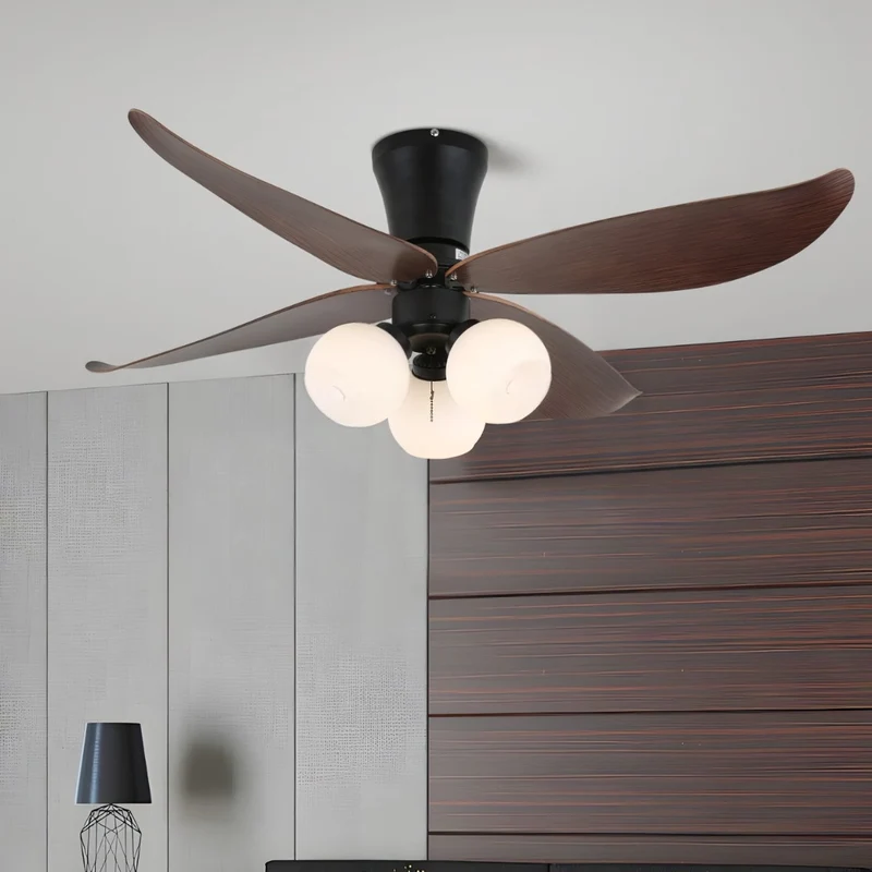 Scandinavische Plafondventilator met Verlichting Hout & Glas Design 90cm | Sansoti