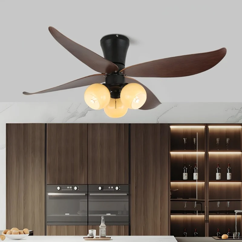 Scandinavische Plafondventilator met Verlichting Hout & Glas Design 90cm | Sansoti
