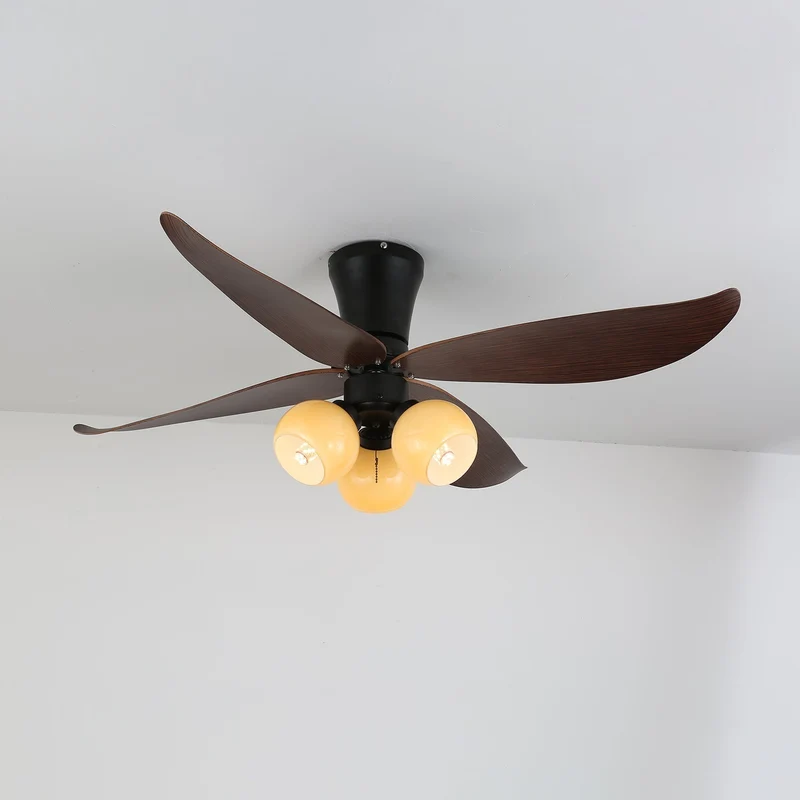 Scandinavische Plafondventilator met Verlichting Hout & Glas Design 90cm | Sansoti
