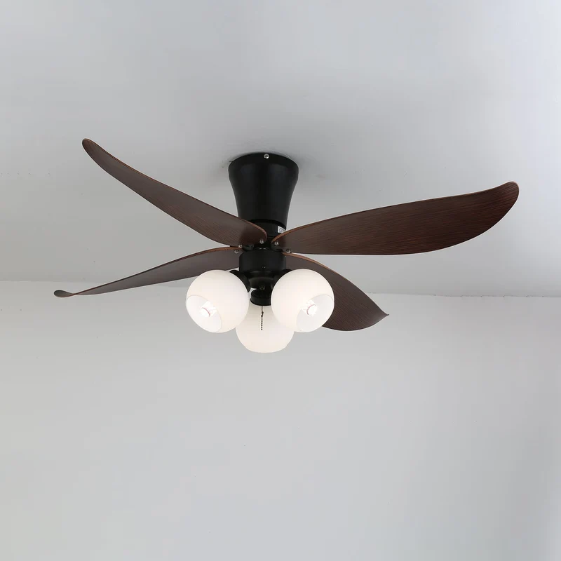 Scandinavische Plafondventilator met Verlichting Hout & Glas Design 90cm | Sansoti