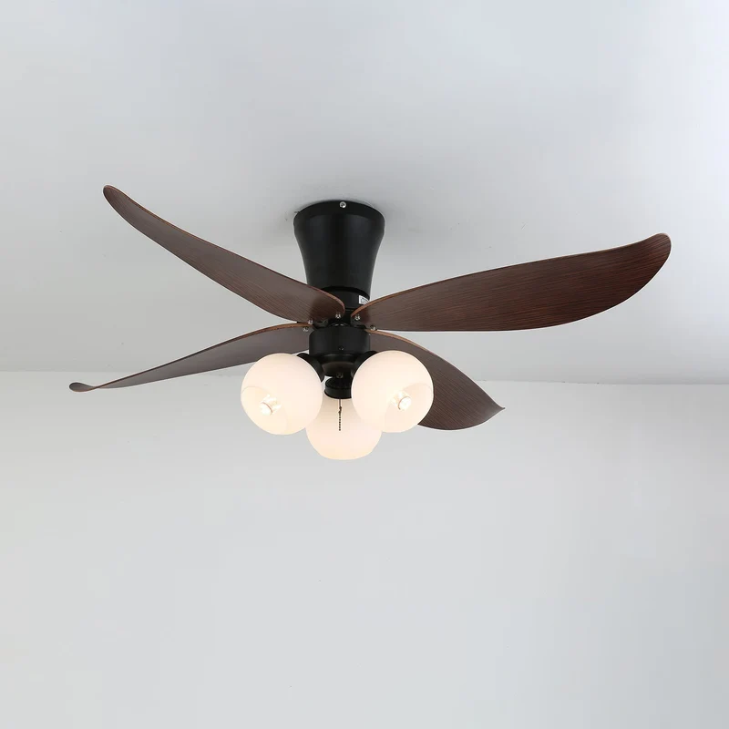 Scandinavische Plafondventilator met Verlichting Hout & Glas Design 90cm | Sansoti