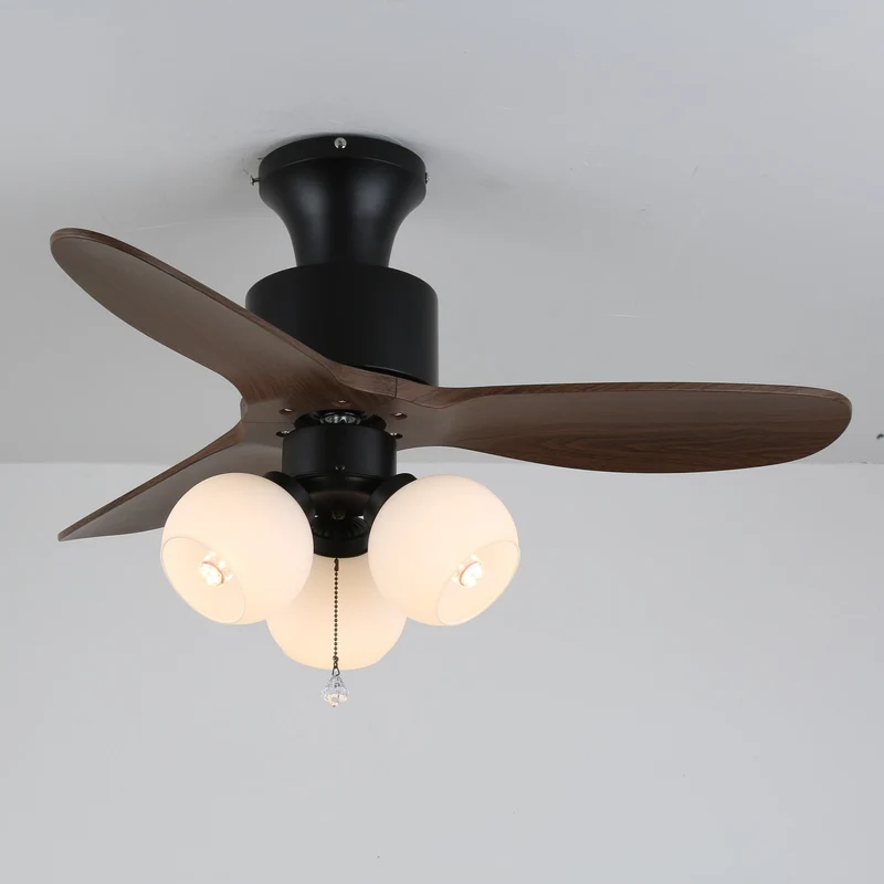 Vintage Plafondventilator met Verlichting — Glazen Lampenkap & Afstandsbediening | Sansoti