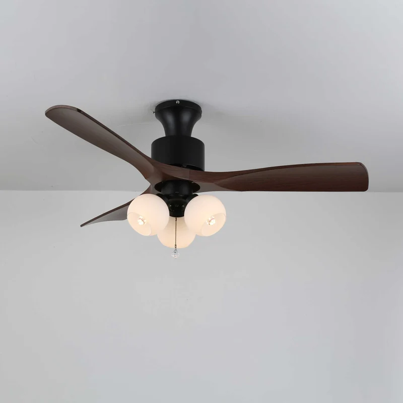 Vintage Plafondventilator met Verlichting — Glazen Lampenkap & Afstandsbediening | Sansoti