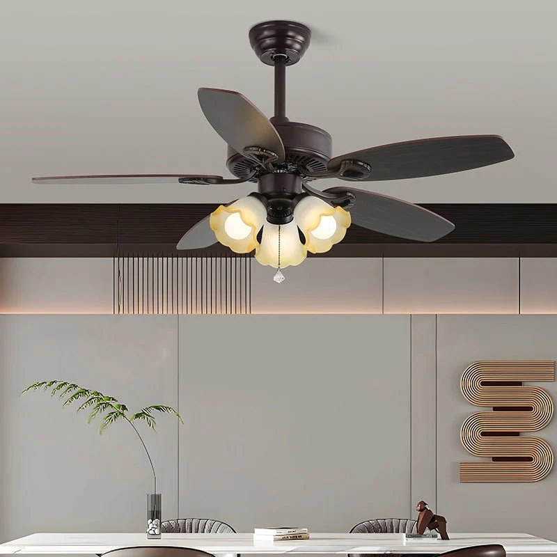 Plafondventilator met Verlichting en Afstandsbediening Klassiek Hout en Glas Ø107cm | Sansoti