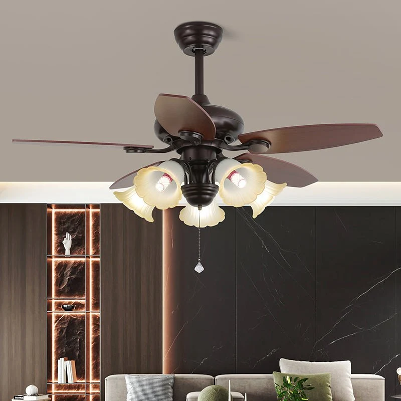 Plafondventilator met Verlichting en Afstandsbediening Klassiek Hout en Glas Ø107cm | Sansoti