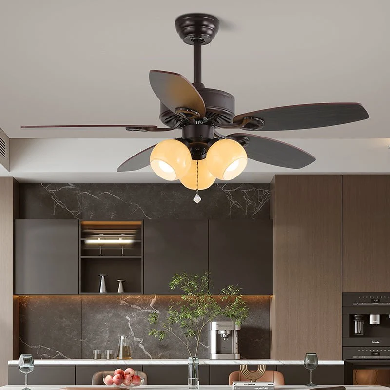 Plafondventilator met Verlichting en Afstandsbediening Klassiek Hout en Glas Ø107cm | Sansoti