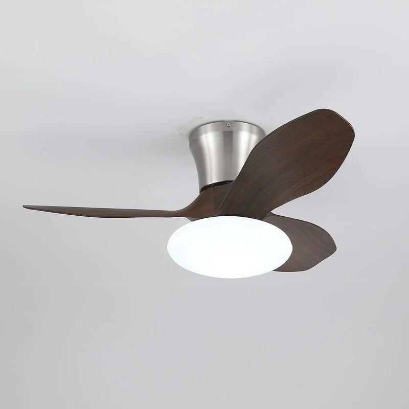 Moderne Design Plafondventilator met LED-Verlichting | Houten Bladen | Sansoti