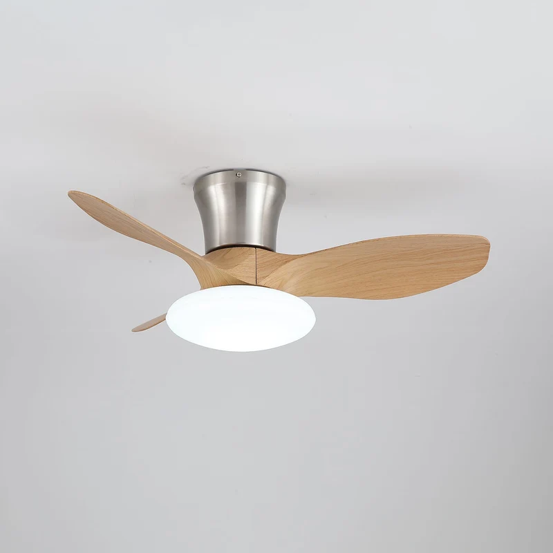 Moderne Design Plafondventilator met LED-Verlichting | Houten Bladen | Sansoti