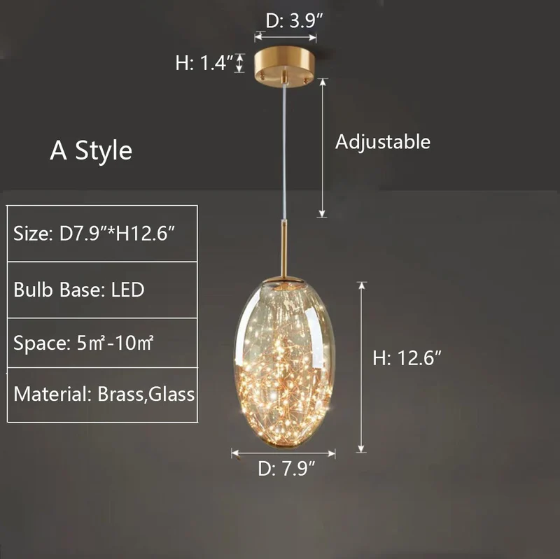 Grijze glazen hanglamp met sterrenhemel-effect voor eetkamer, bar of keukeneiland | Sansoti