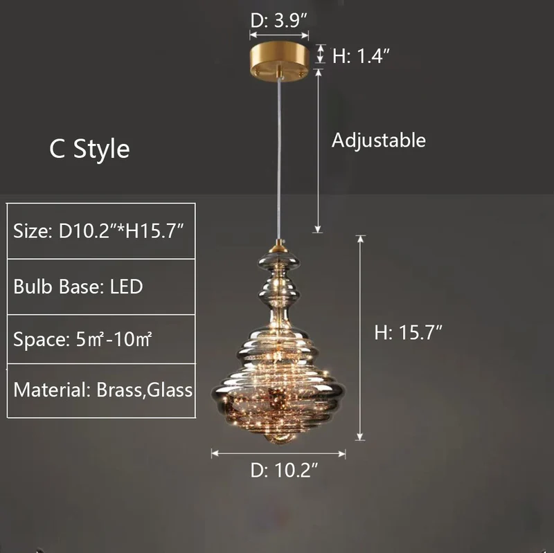 Grijze glazen hanglamp met sterrenhemel-effect voor eetkamer, bar of keukeneiland | Sansoti