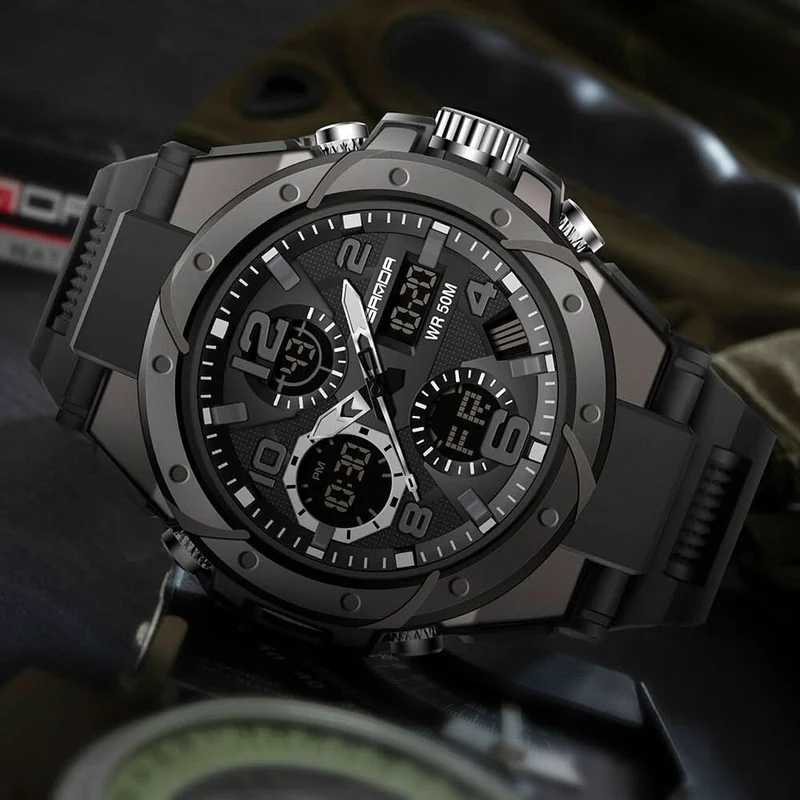 Multifunctioneel Horloge met Analoge en Digitale Display voor Heren | Sansoti