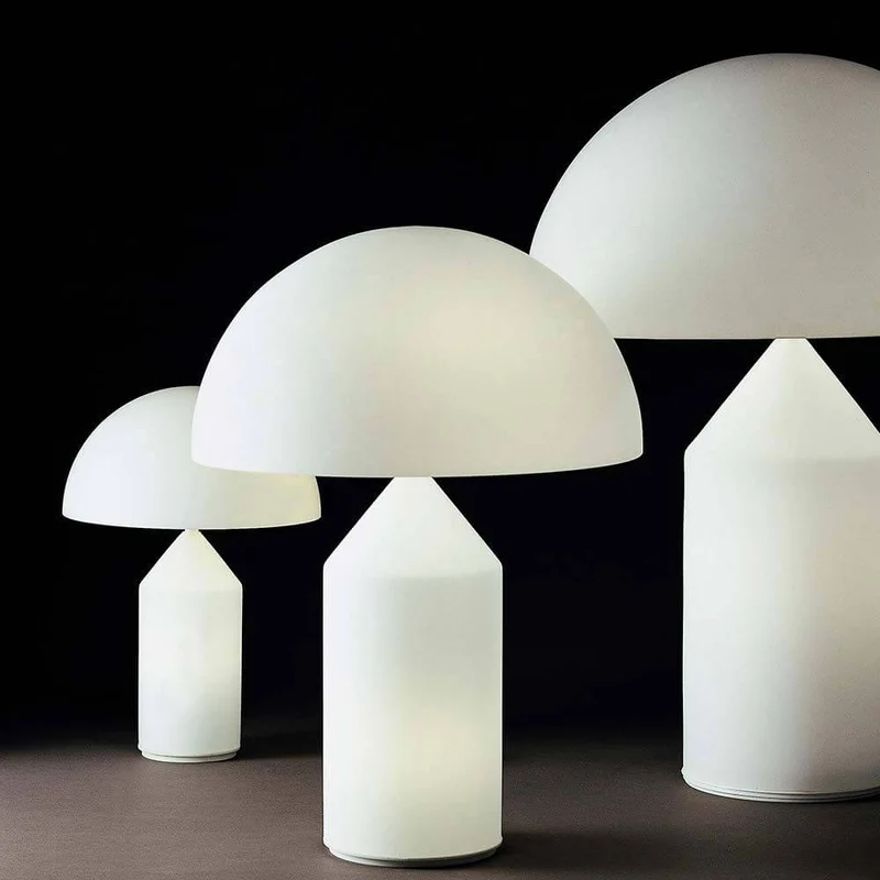 Oluce Glas Tischleuchte Atollo 35 Opal