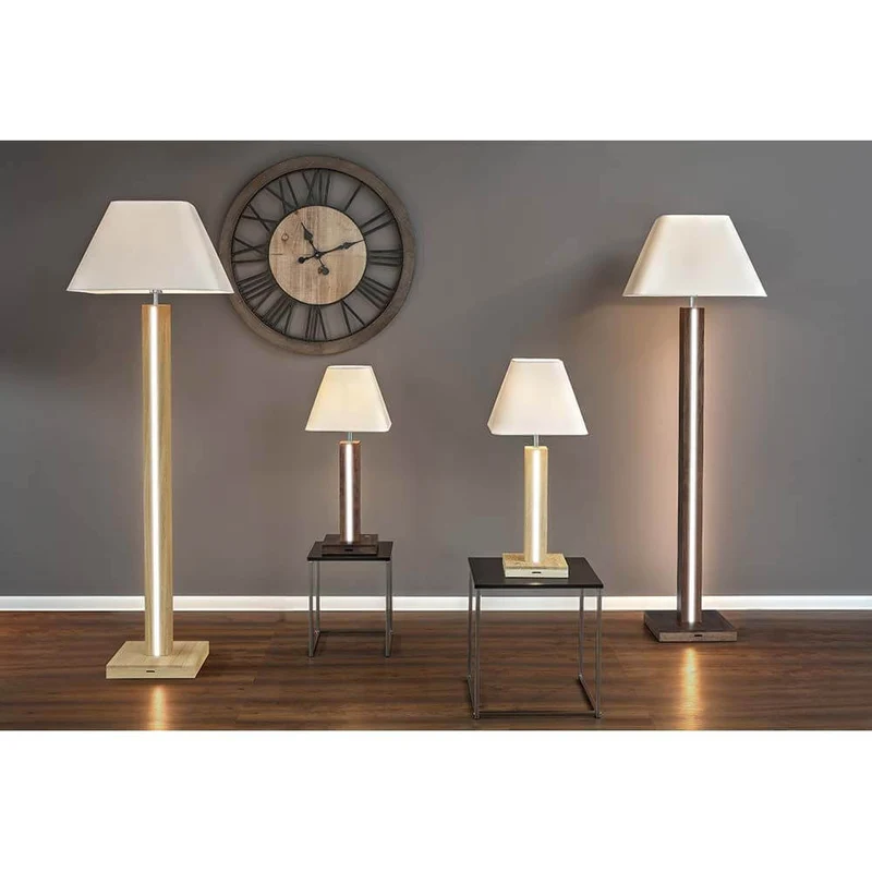 LED Tischlampe Quad 980lm Touch-Dimmer Nussbaum, Weiß, Schwarz