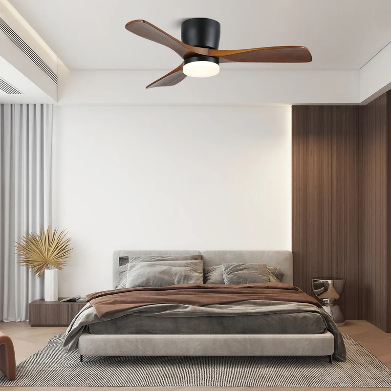 Plafondventilator met Verlichting Knox Strak Minimalistisch Scandinavisch Design Houten Bladen DC-Motor Dimbaar | Sansoti