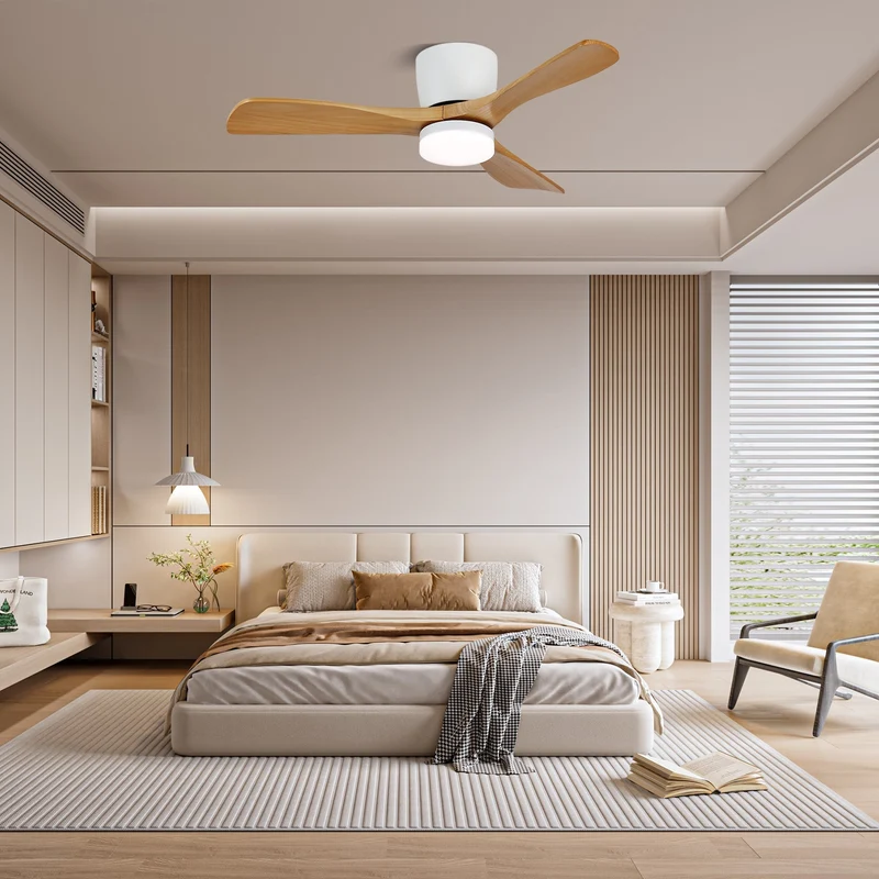 Plafondventilator met Verlichting Knox Strak Minimalistisch Scandinavisch Design Houten Bladen DC-Motor Dimbaar | Sansoti