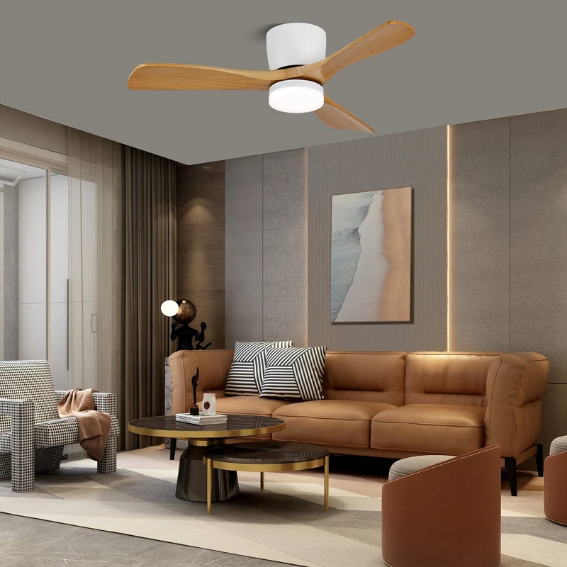 Plafondventilator met Verlichting Knox Strak Minimalistisch Scandinavisch Design Houten Bladen DC-Motor Dimbaar | Sansoti