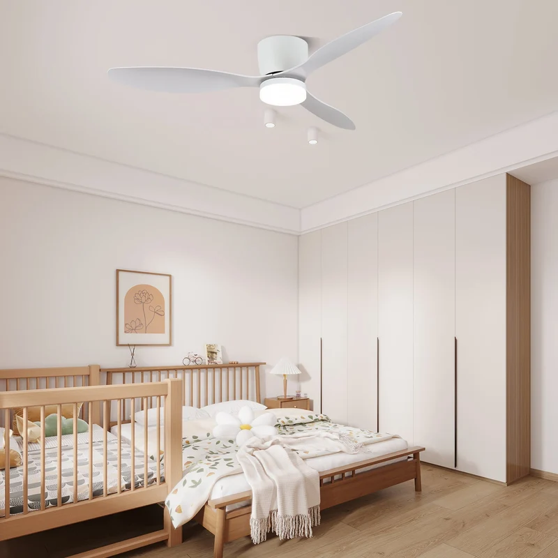 Plafondventilator met Verlichting Knox Strak Minimalistisch Scandinavisch Design Houten Bladen DC-Motor Dimbaar | Sansoti