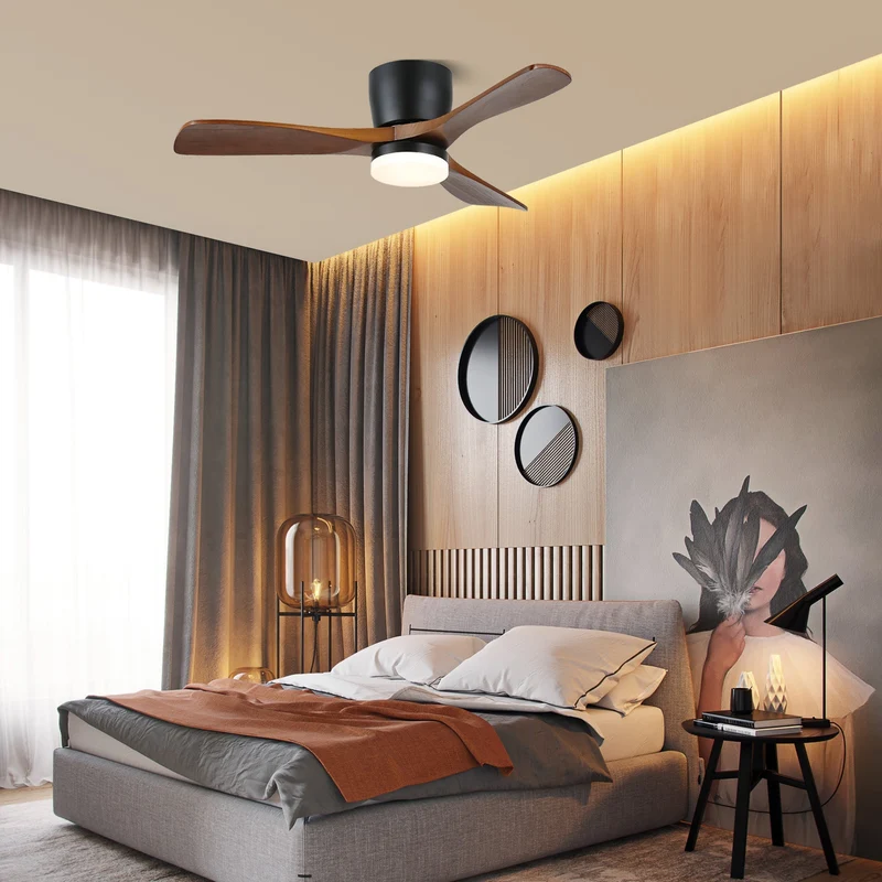 Plafondventilator met Verlichting Knox Strak Minimalistisch Scandinavisch Design Houten Bladen DC-Motor Dimbaar | Sansoti
