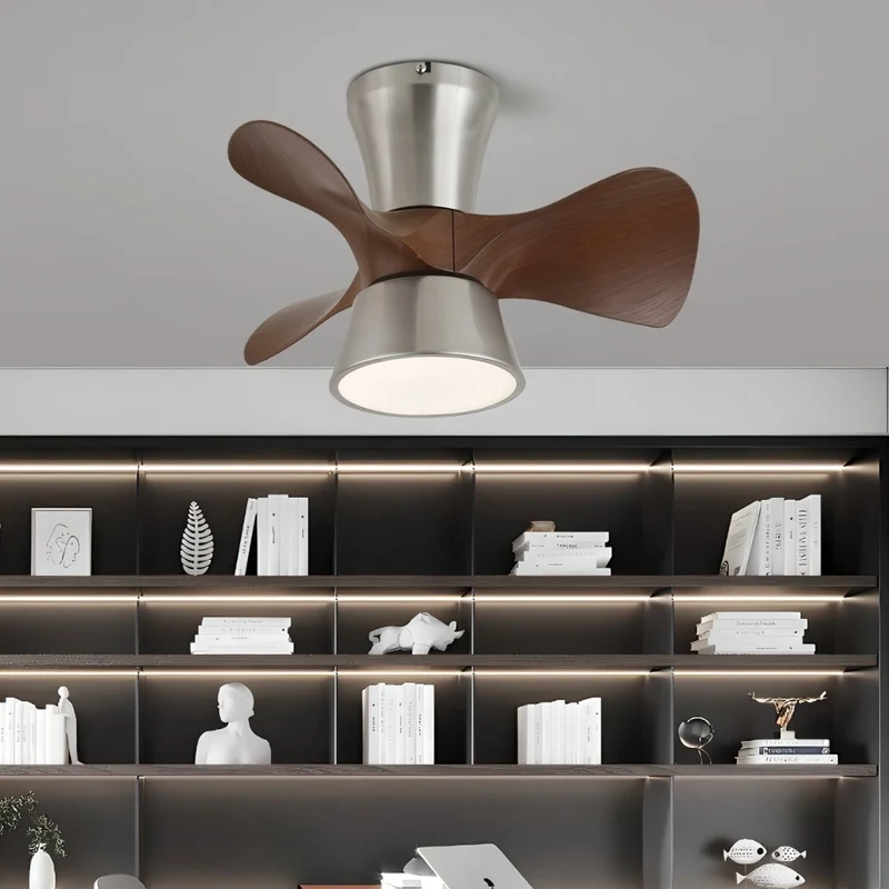 Moderne Plafondventilator met Verlichting en Houten Bladen – 3 Snelheden & Afstandsbediening 55cm | Sansoti