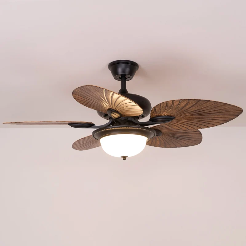 Tropische Houten Plafondventilator met Verlichting – Afstandsbediening 6 Snelheden | Sansoti