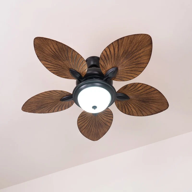 Tropische Houten Plafondventilator met Verlichting – Afstandsbediening 6 Snelheden | Sansoti